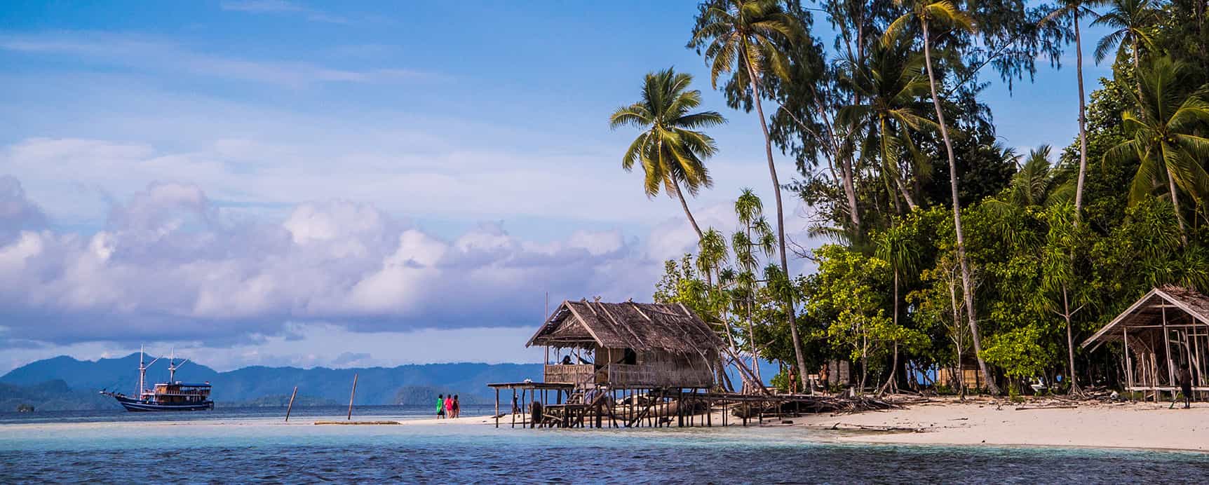 Boat moored off Kri Island Raja Ampat